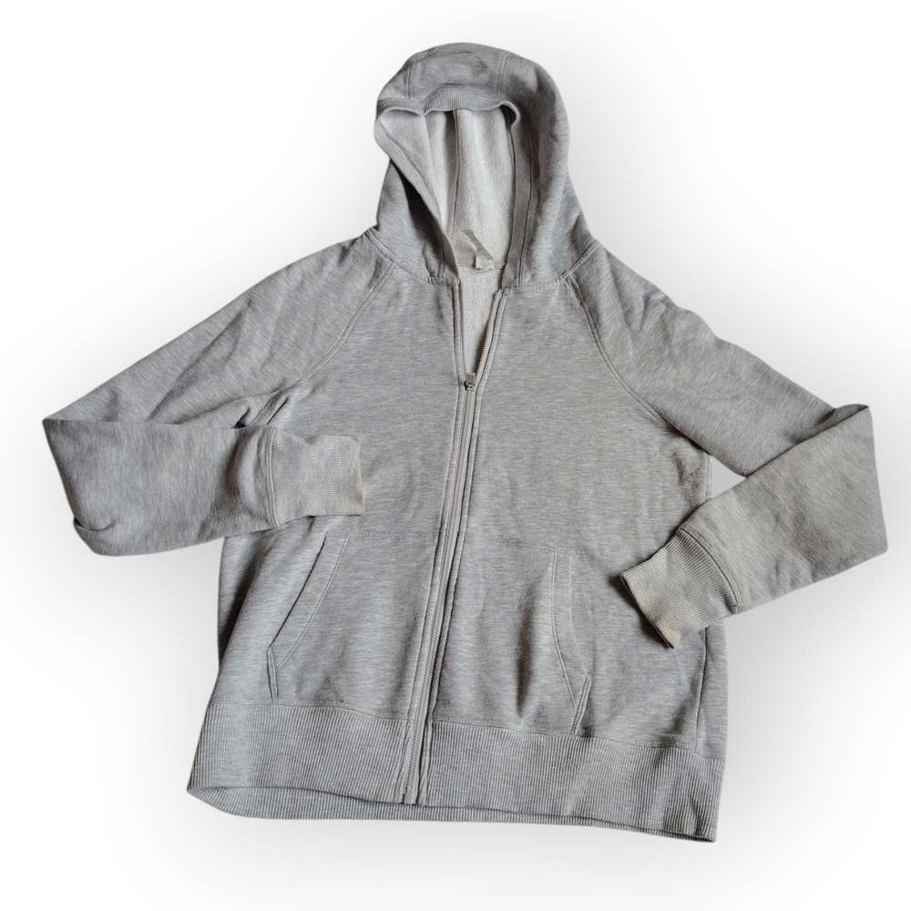 90 Degree By Reflex Light Gray Lux Fleece Cardigan Women's Small